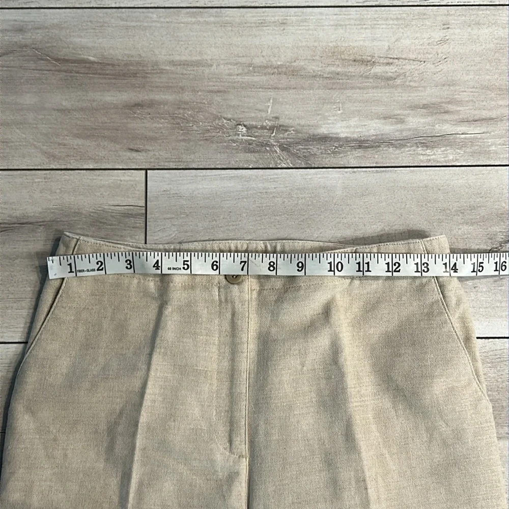 Adrienne Vittadini Studio Beige linen crop pants size 6